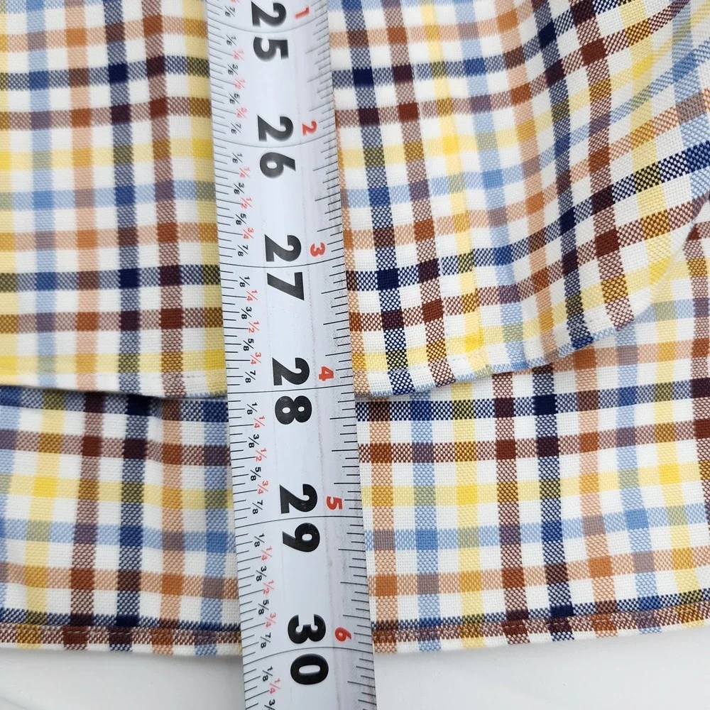 J Crew‎ Mens Blue Orange Check Plaid Lightweight  Long Sleeve Shirt Size L